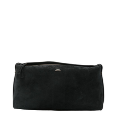 Scoop Calf Suede Shoulder Bag - Black