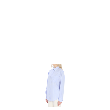 Light Blue Shirt with All-Over Stripe Motif and Embroidered