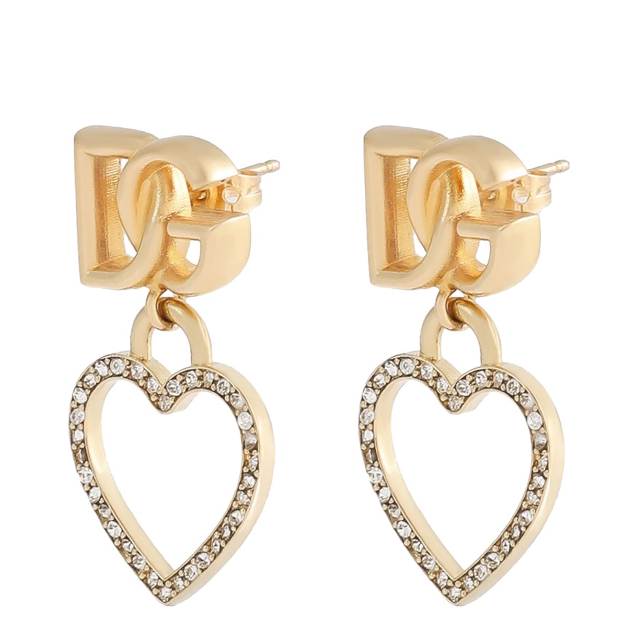 Stud Earrings with Hearts and Logo