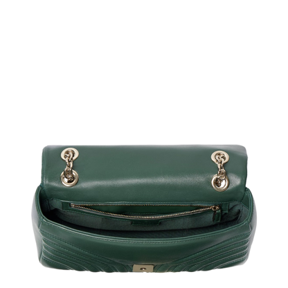 Dark Green Nappa Leather Medium Shoulder Bag