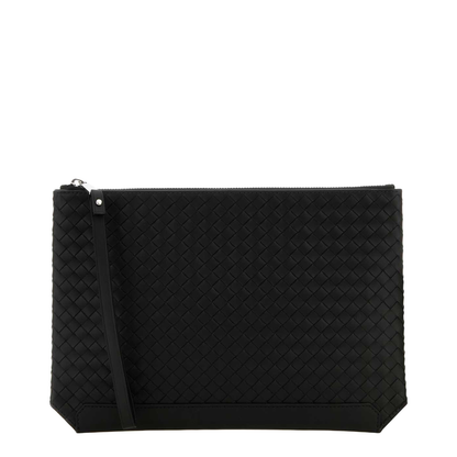 Woven Leather Clutch Bags - Black