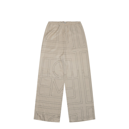 White Pants with All-Over Monogram in Silk