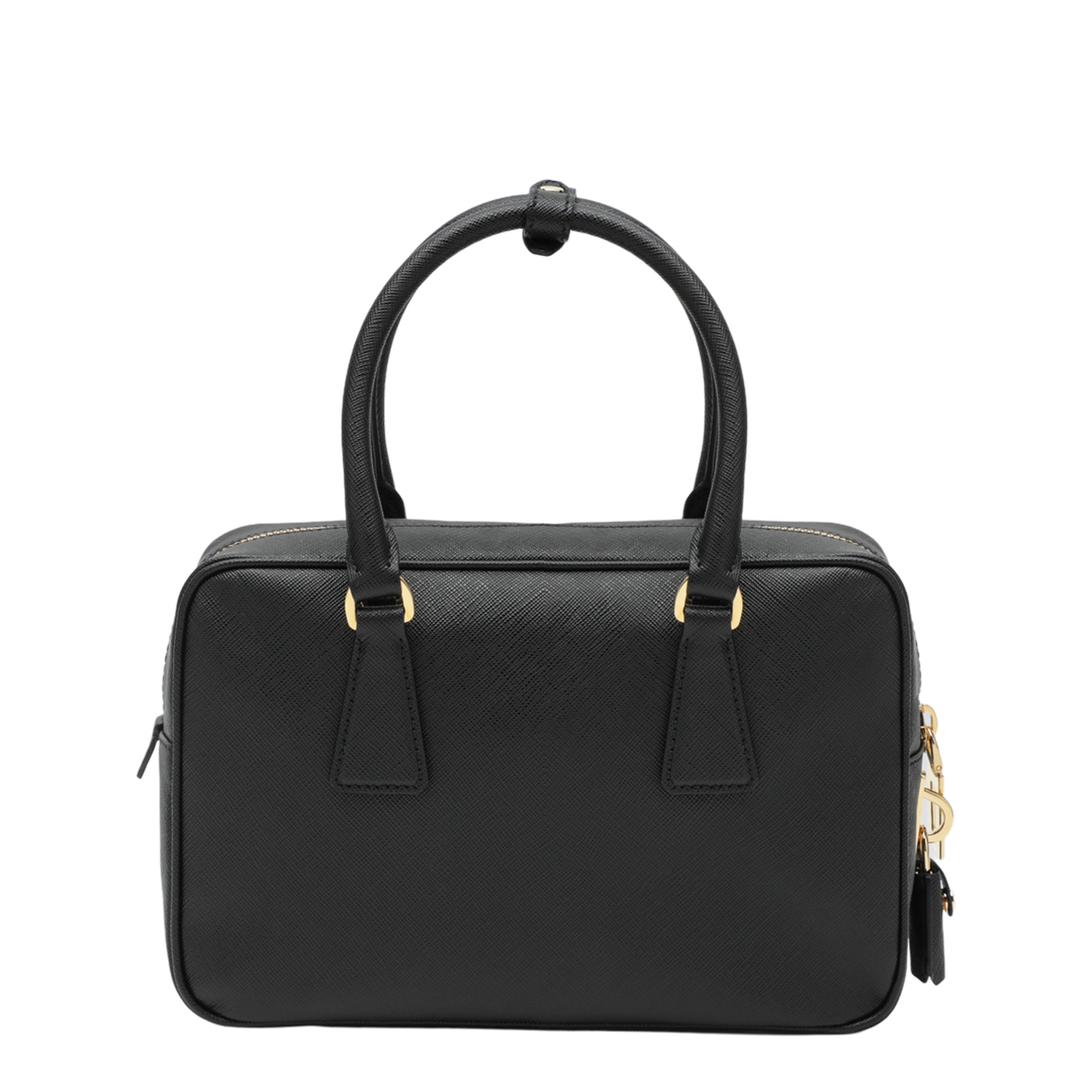 Black Saffiano Leather Top-Handle Bag