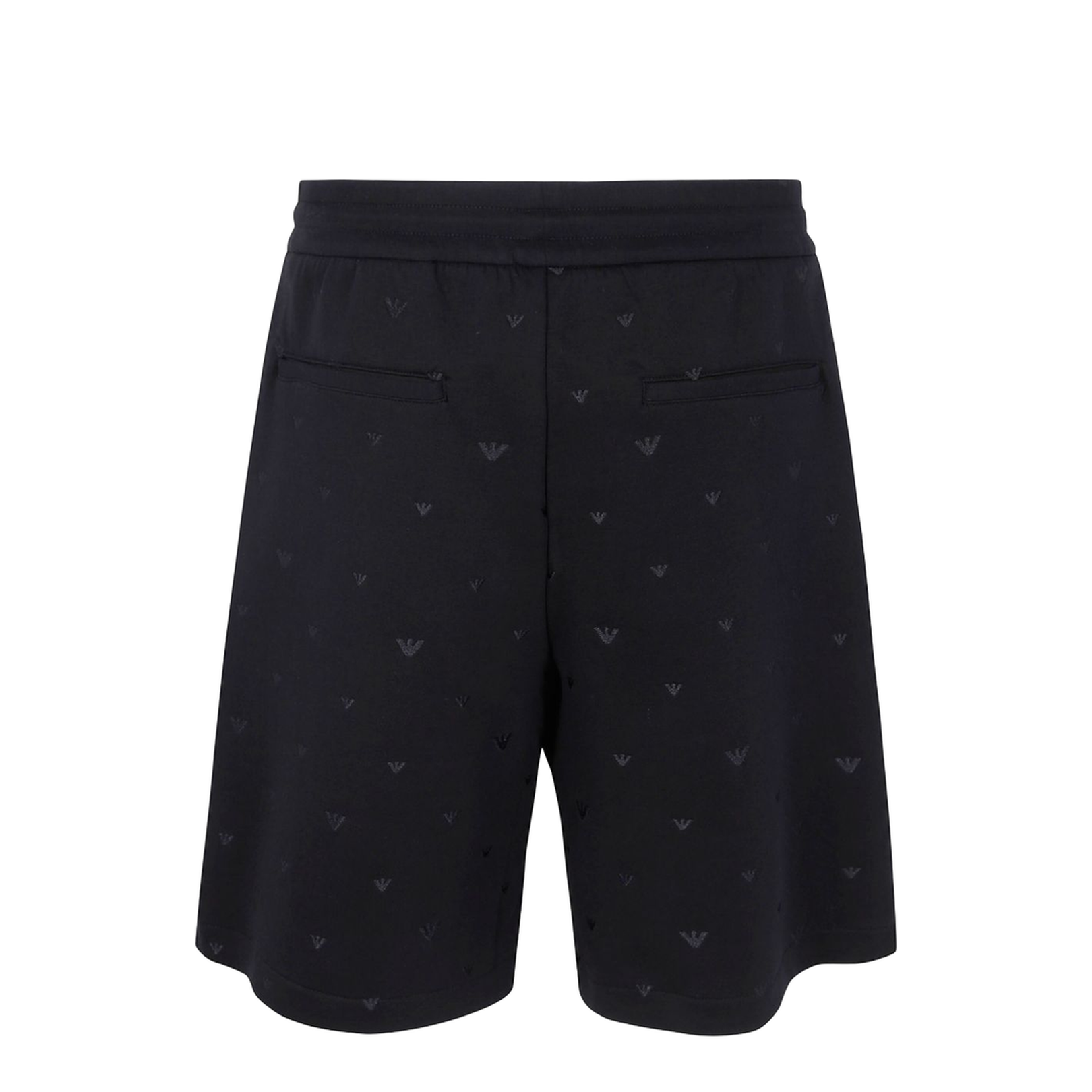 Double Jersey Bermuda Shorts with All-Over Micro Eagle Embroidery