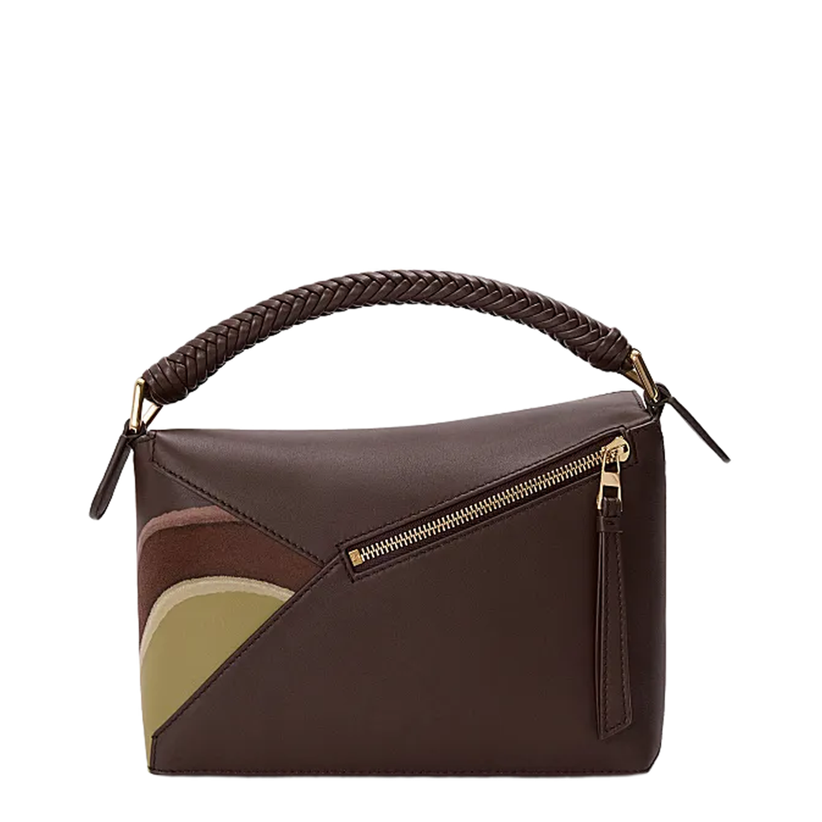 Small Puzzle Edge Landscape Bag in Nappa Calfskin Brown