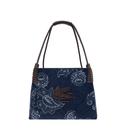 Small Libra Tote Bag in Jacquard Denim
