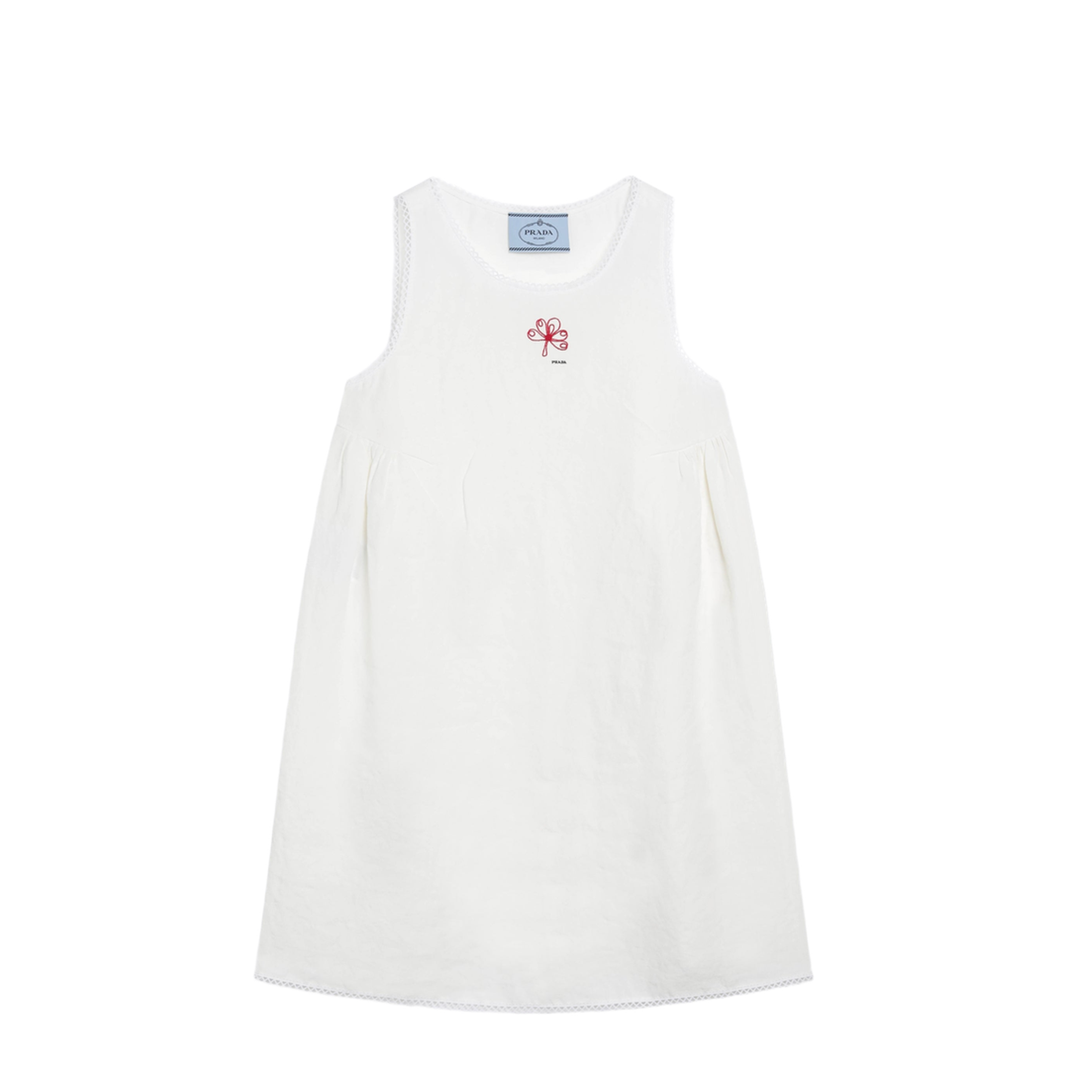 MAYFEYR - Prada - Short Embroidered Dress In White Slub Canvas - P3S60ROOO122GF0009