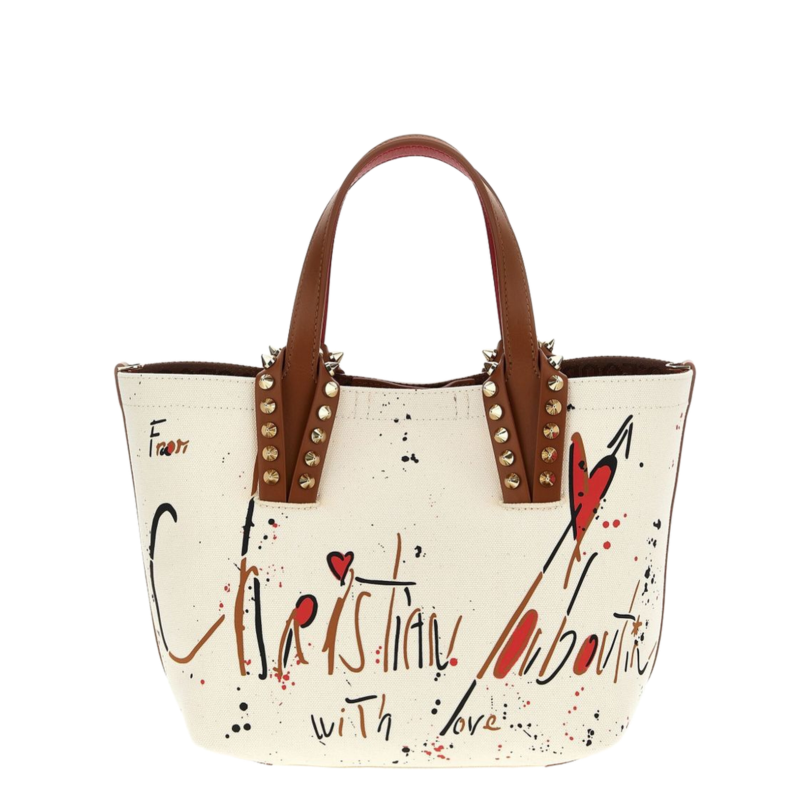 White Magnetic Fastening All-Over Logo Print Spike Stud Detailing