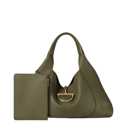 Softbit Maxi Shoulder Bag in Forest Green Leather