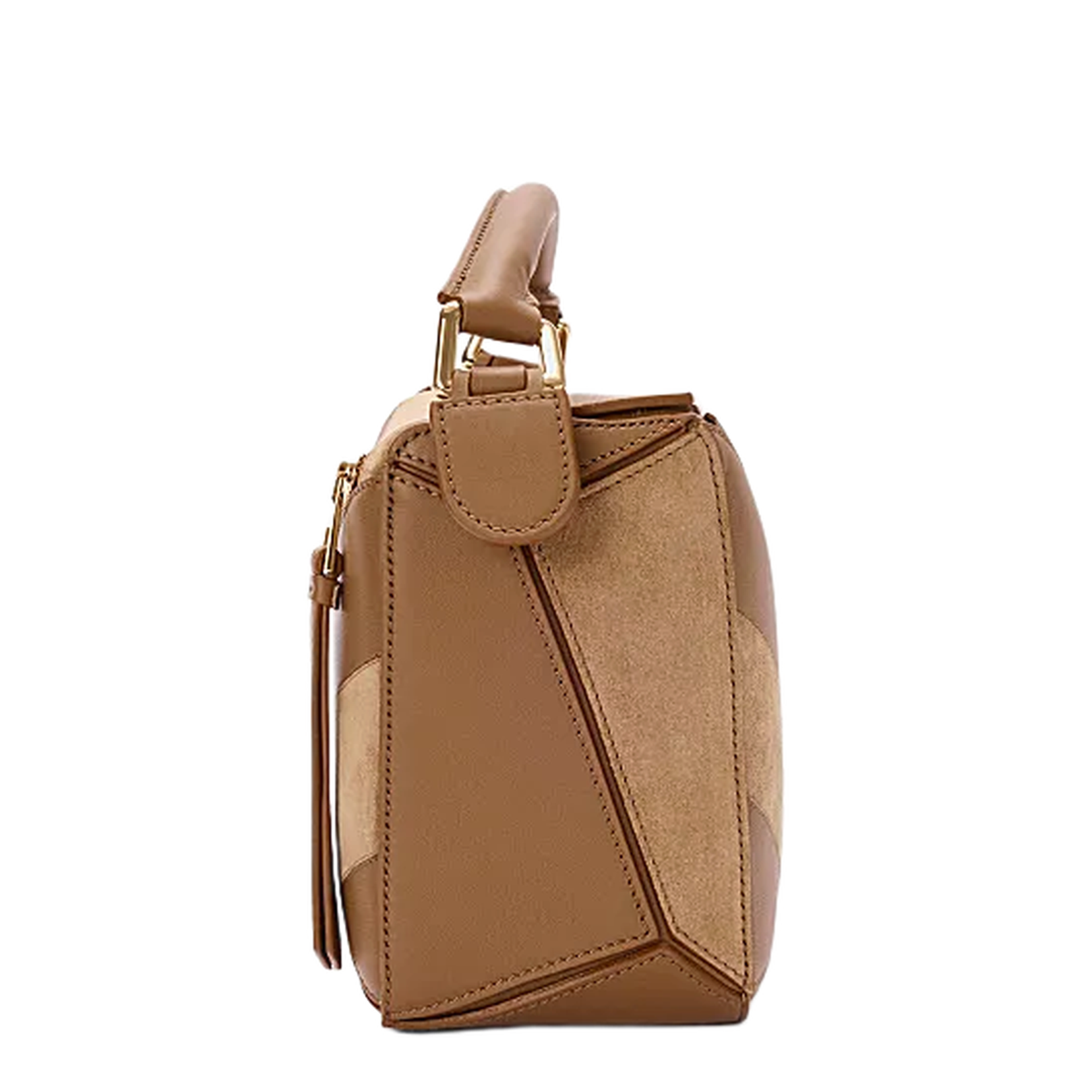 Small Puzzle Bag in Classic Calfskin and Suede Brown
