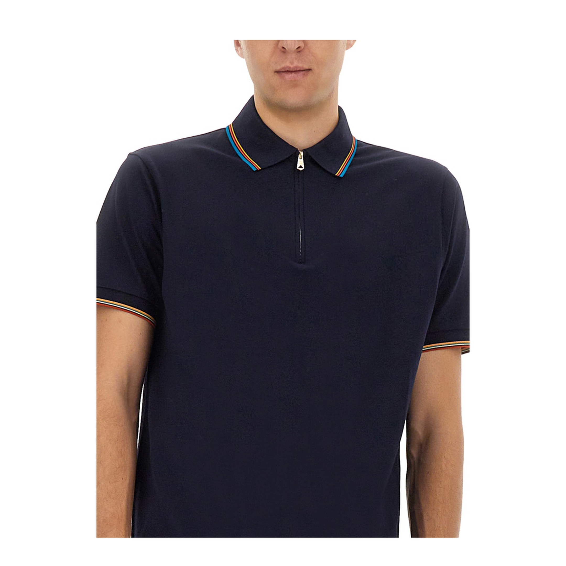 Cotton Polo Shirt with Zipper