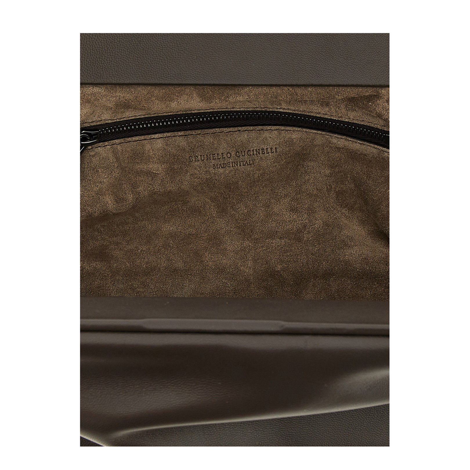 Leather Bag with Fixed Snap Closure and Monile Chain Detail