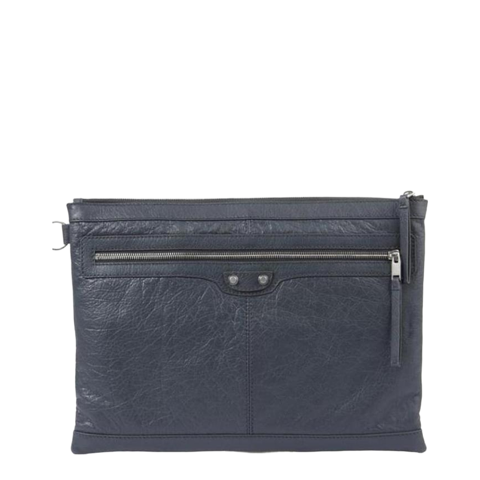 Dark Gray Zip Logo Clutch Bag