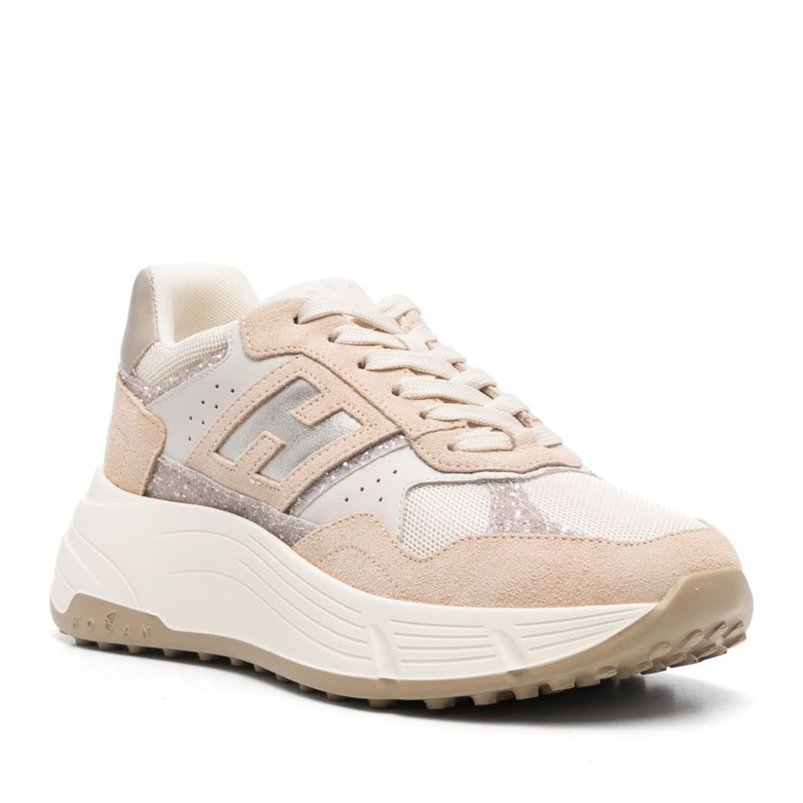 Blush Beige Front Lace-Up Fastening Chunky Sole