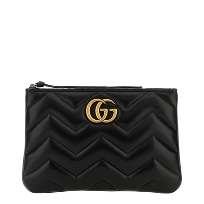GG Marmont Leather Shoulder Bag - Black