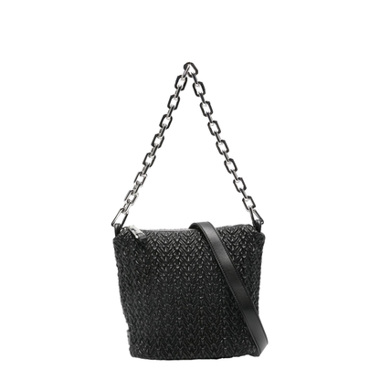 Small Embossed Leather Hobo Bag Black
