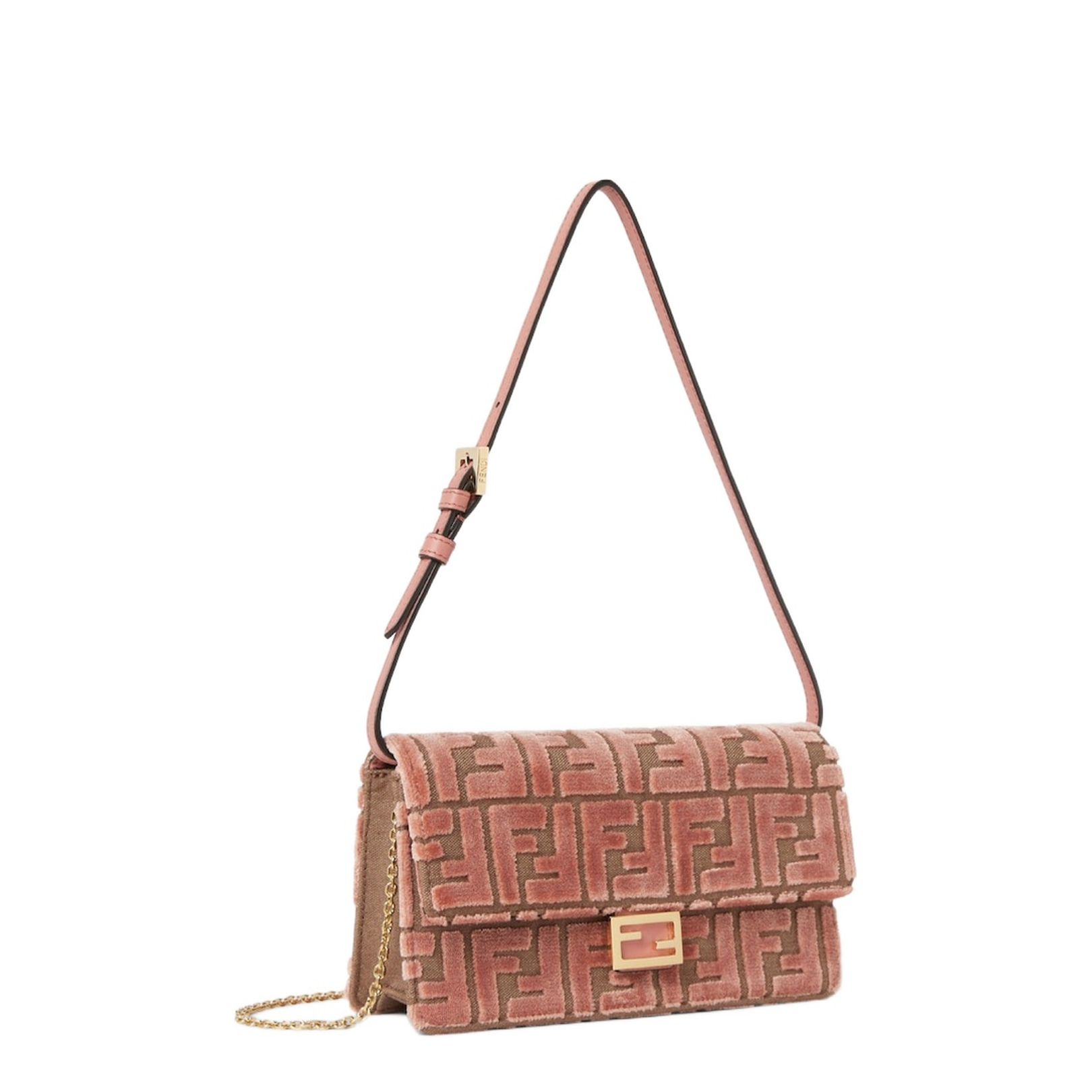 Wallet On Chain Baguette Fabric Pink