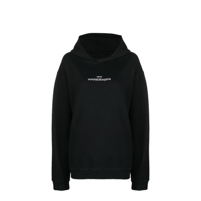 Black Cotton Hooded Sweatshirt
