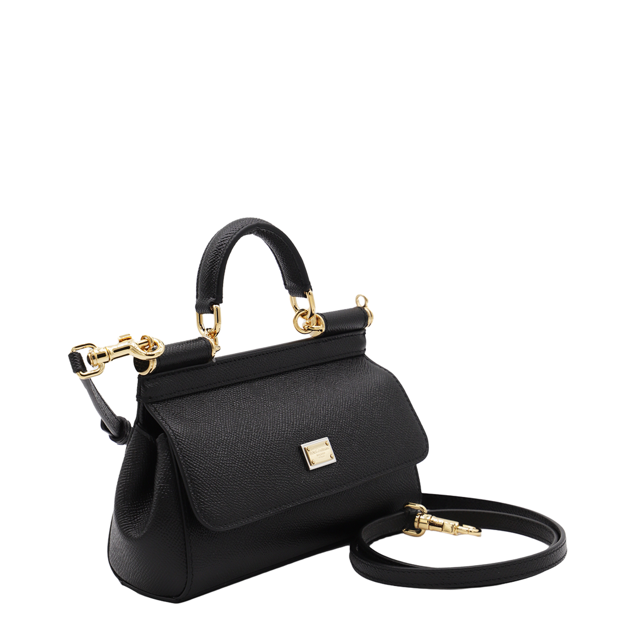 Sicily Small Calf Leather Top-Handle Bag - Nero