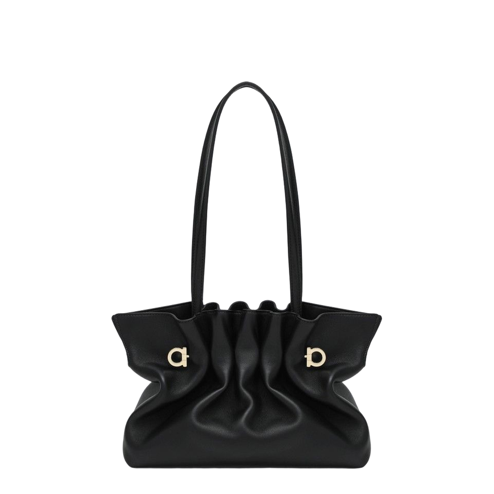 Soft-Bag Small Black Leather Shoulder Bag