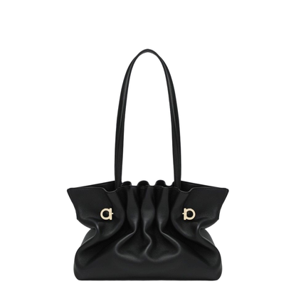 Soft-Bag Small Black Leather Shoulder Bag