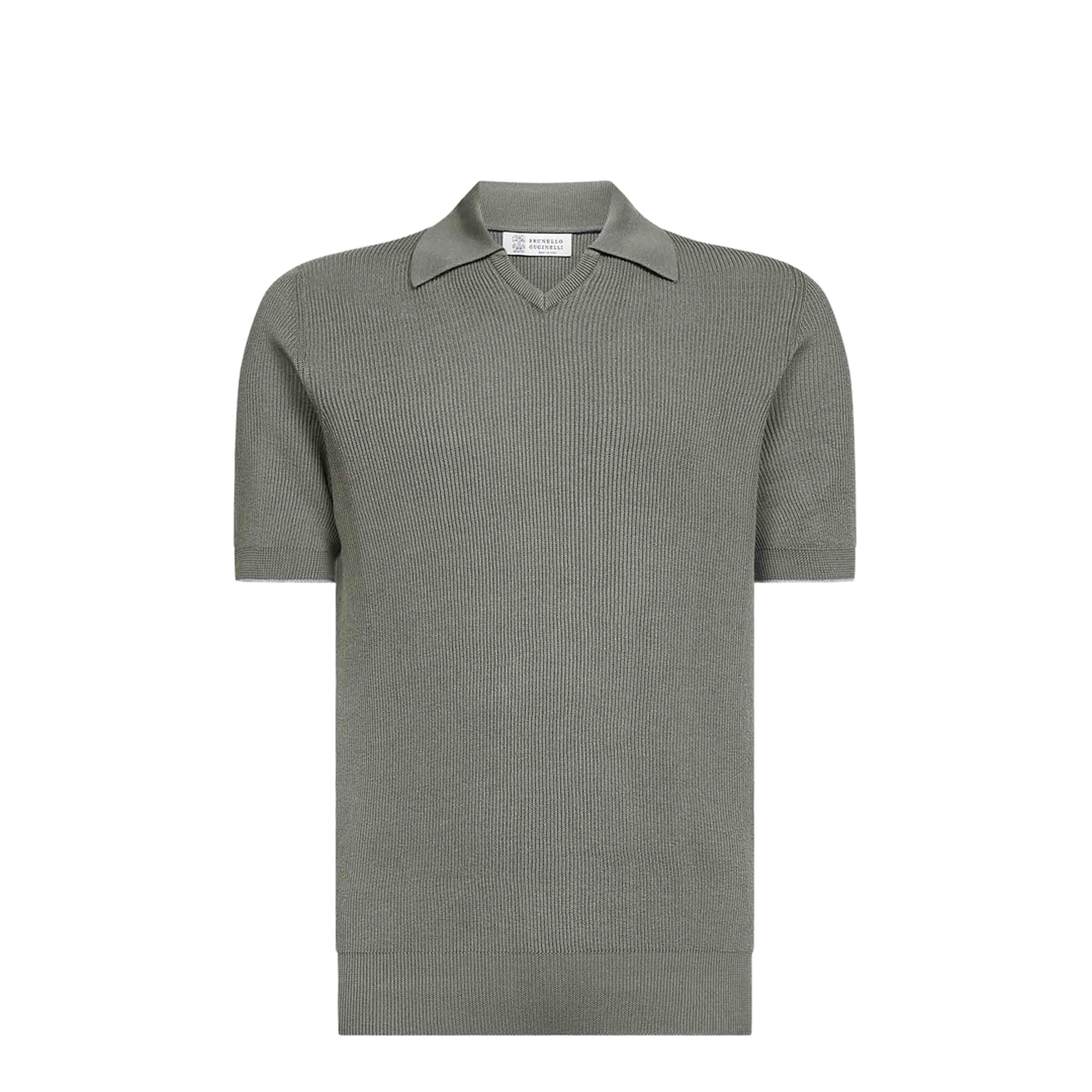 Cotton Rib Knit Polo Shirt