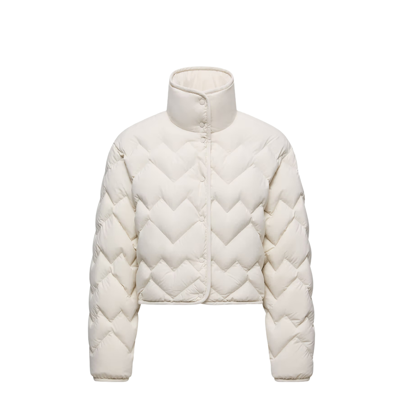 White Senevee Heart-Quilted Short Down Jacket