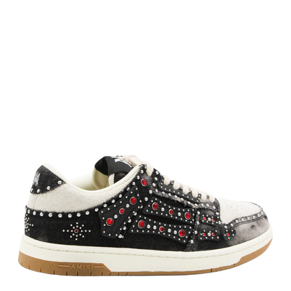 Skel Top Black Sneaker With Beads And Crystals