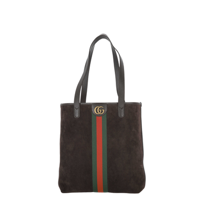 Ophidia Medium Tote Bag in Dark Brown Suede