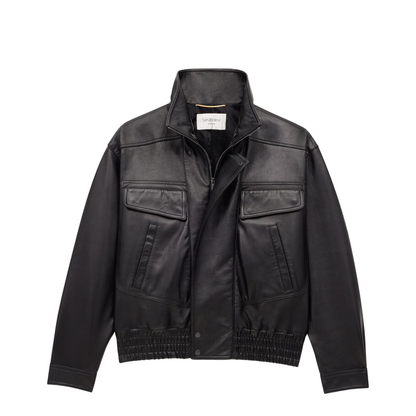 Bomber Jacket in Plunged Lambskin