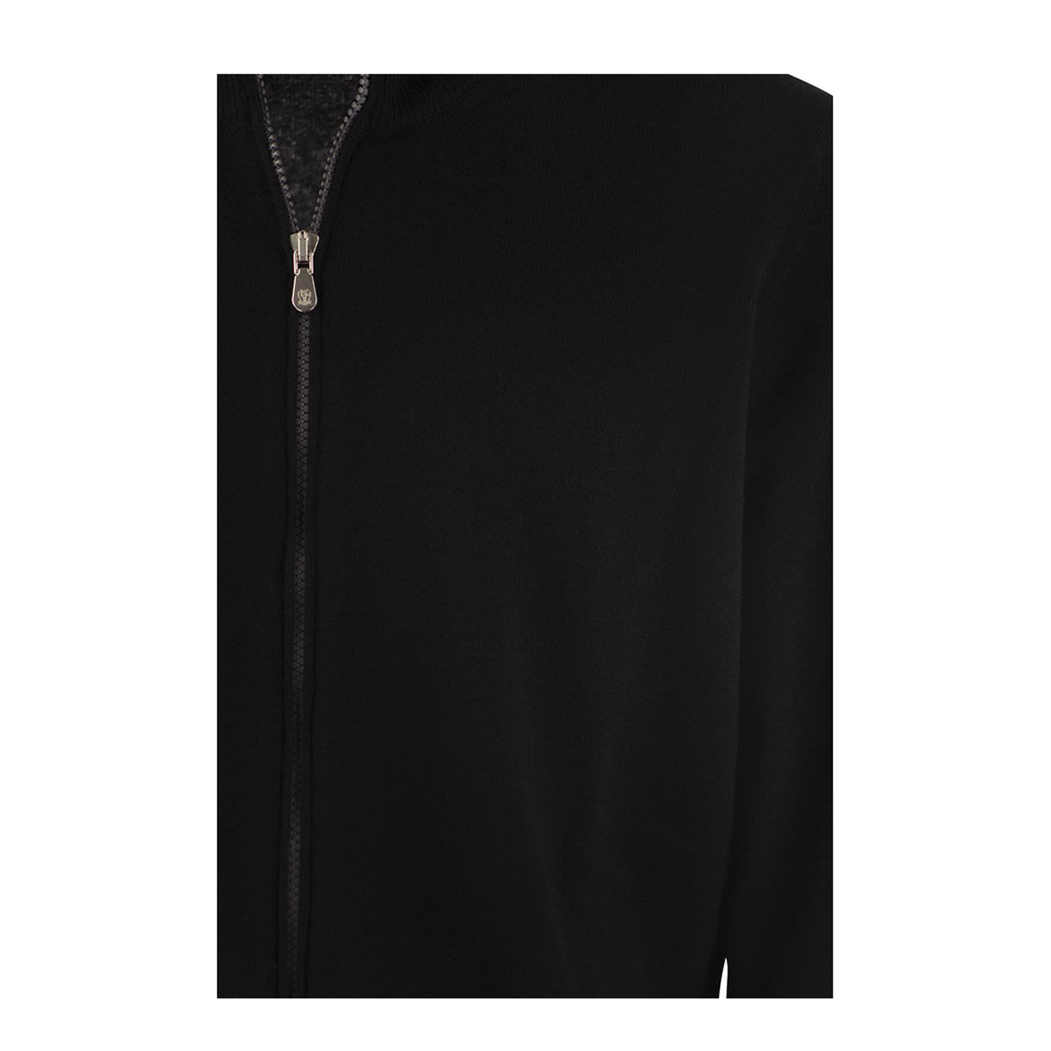 Zipped High Necked Cashmere Cardigan Black