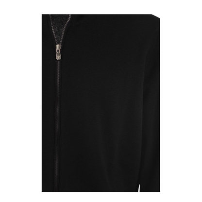 Zipped High Necked Cashmere Cardigan Black