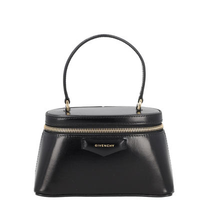 Antigona Calfskin Vanity Bag in Box Leather with Chain - Black