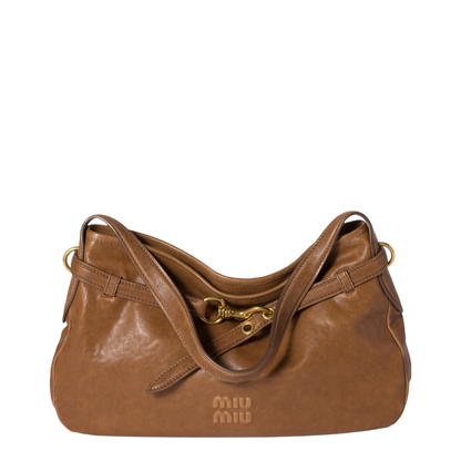 Brown Nappa Leather Aventure Shoulder Bag