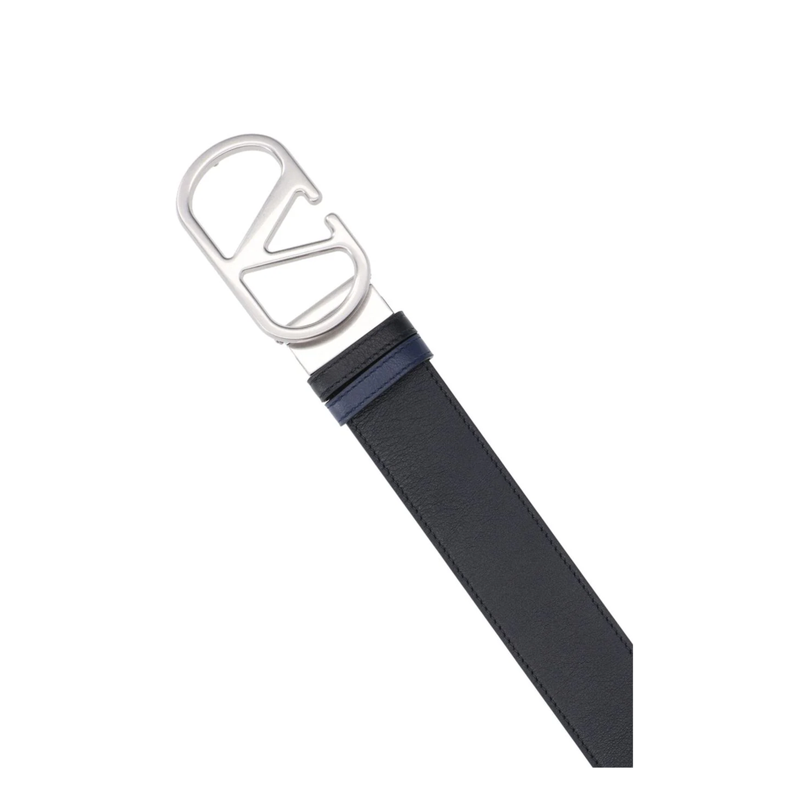 Black Belt with VLogo Buckle in Leather