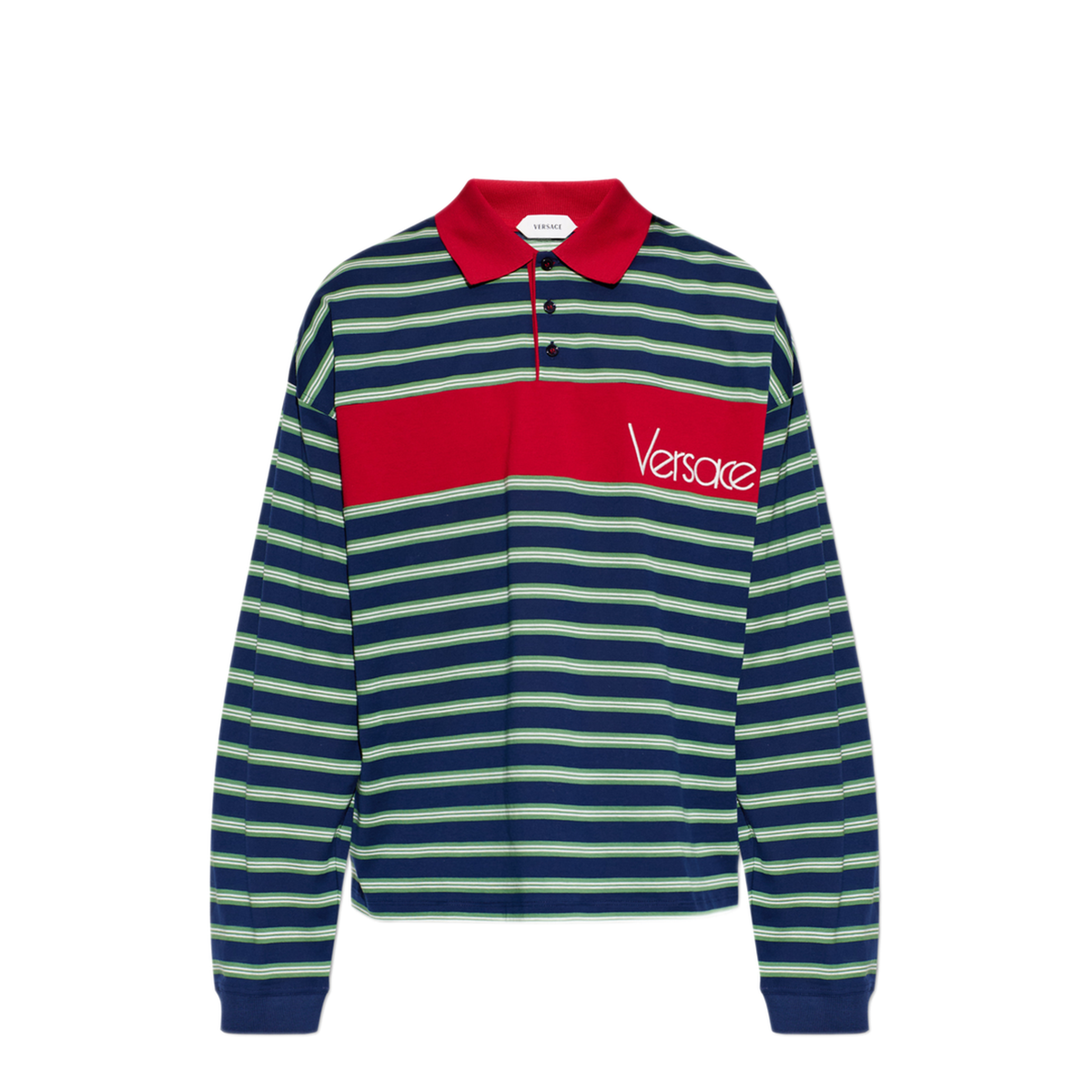 MAYFEYR - Versace - Long Sleeve Polo With Stripes - 10255121A184396UF90