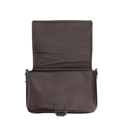 Flux Calf Leather Messenger Bag - Chocolate Brown