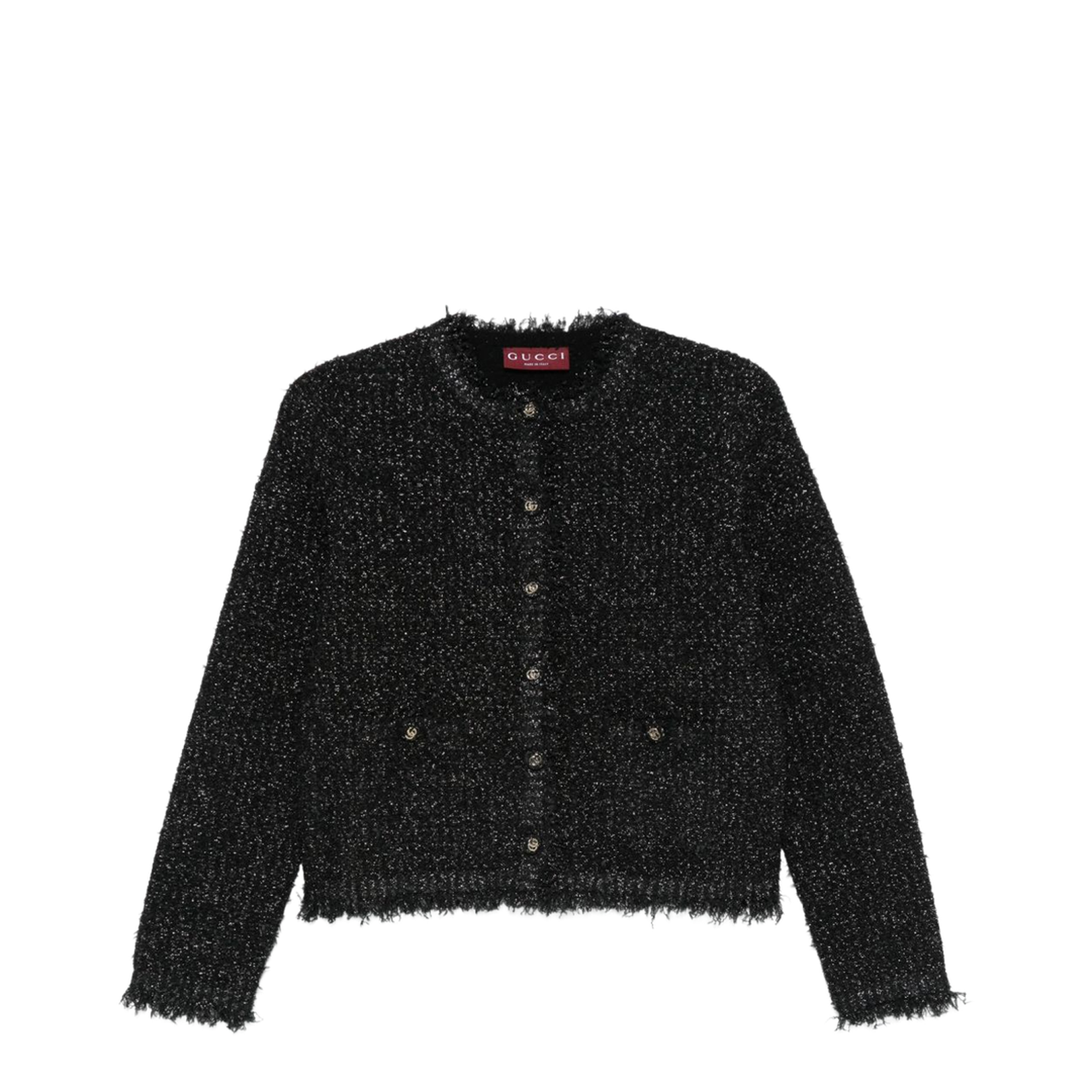 Lamé Woven Cardigan in Black