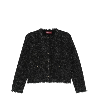 Lamé Woven Cardigan in Black