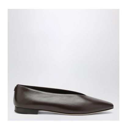 MAYFEYR - Jimmy Choo - Chocolate Leather Ballet Flats - MARGOTFLATGUV025623