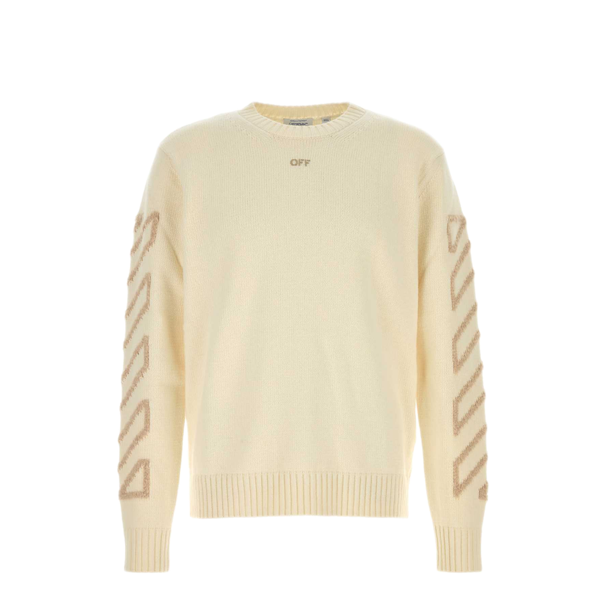 MAYFEYR - Off-White - Diagonal Arrow Fuzzy Knit Crewneck - 44MHE087F26K001110CREAM