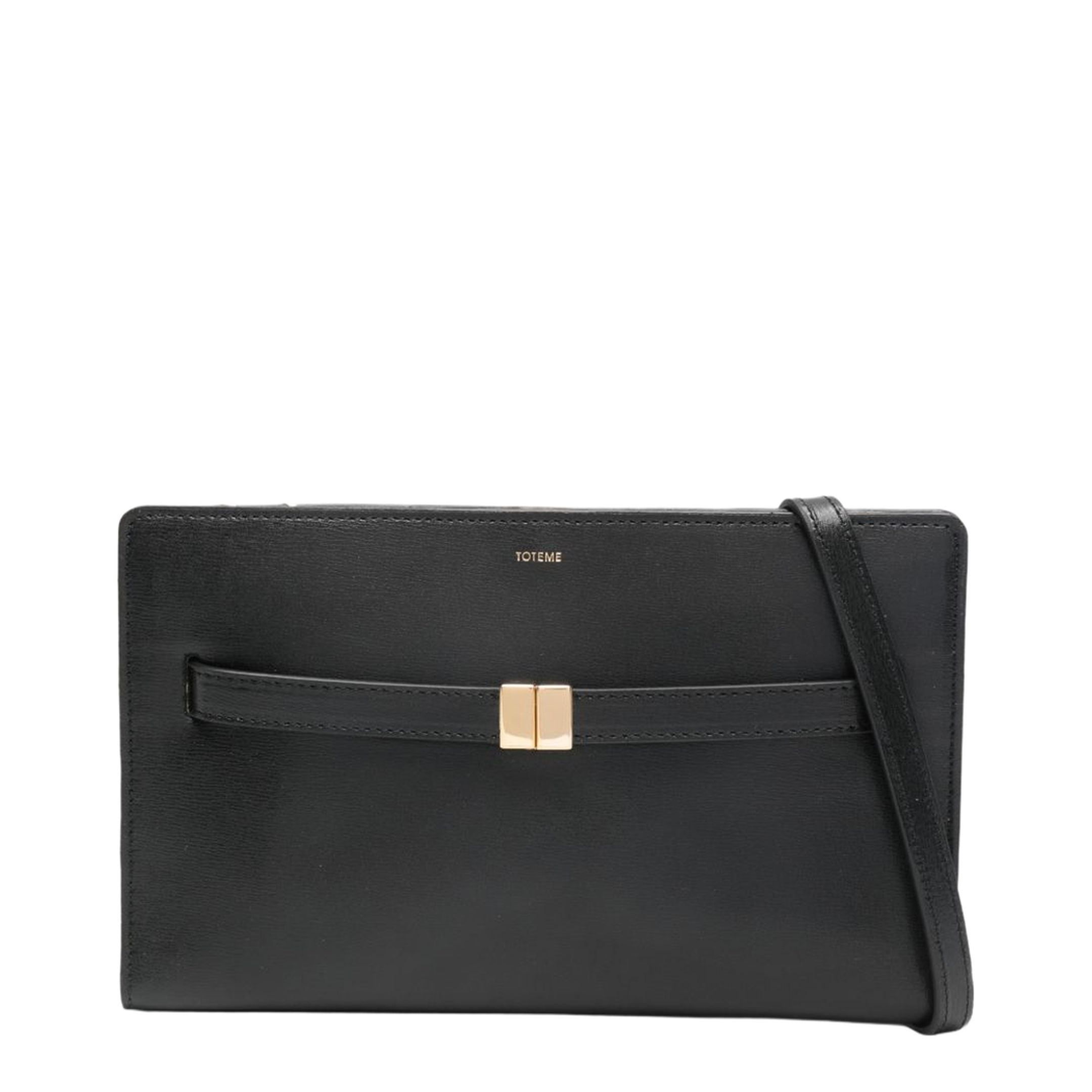 Belted Leather Crossbody Bag - Black