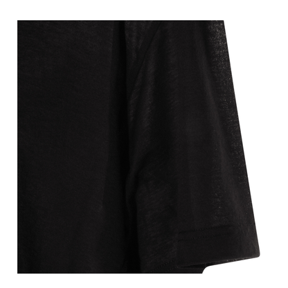 Black Maxi Train T-Shirt in Cotton Jersey