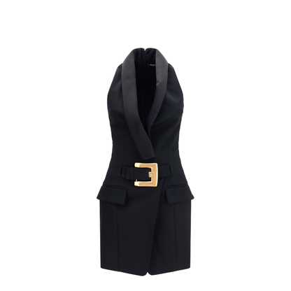 MAYFEYR - Balmain - Grain De Poudre Belted Dress - HF1R5184ME54