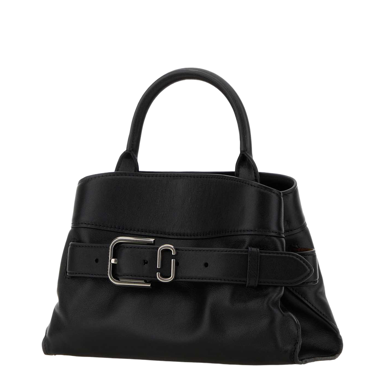 Black Leather Small Satchel Handbag
