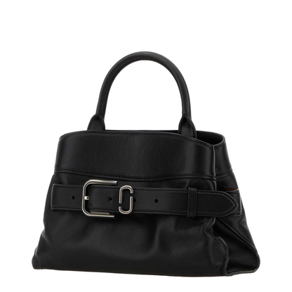 Black Leather Small Satchel Handbag