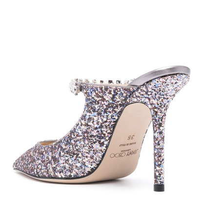 Bing 100 Crystal Strap Glitter Heel Mules