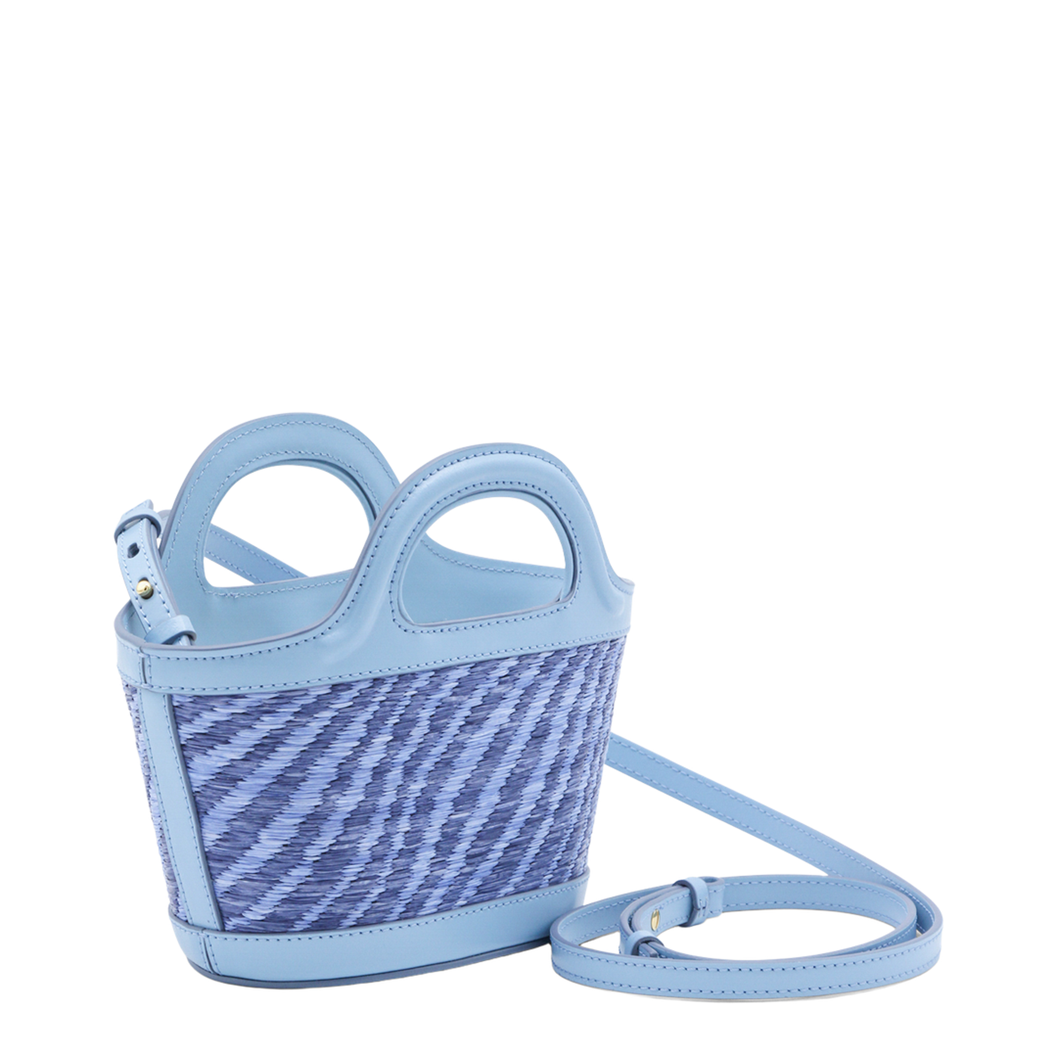 Blue Wavy Raffia-Effect Tropicalia Micro Bag