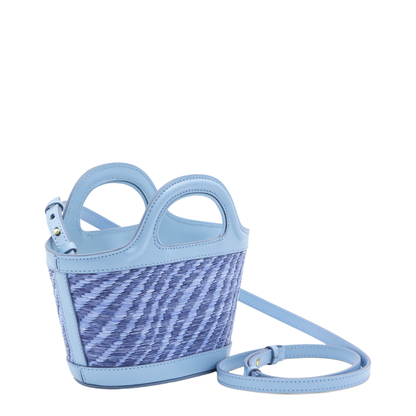 Blue Wavy Raffia-Effect Tropicalia Micro Bag