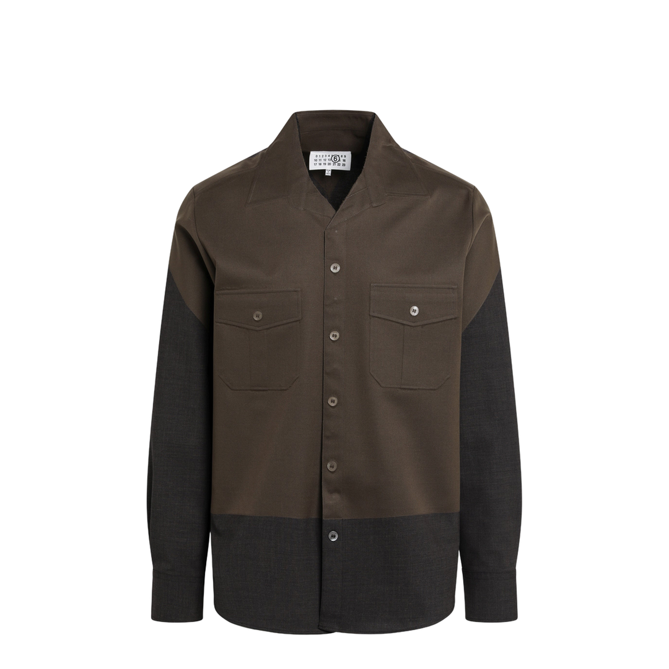 MAYFEYR - Mm6 Maison Margiela - Two-Tone Brown Shirt In Wool Blend - SH2DT0046M35733144M